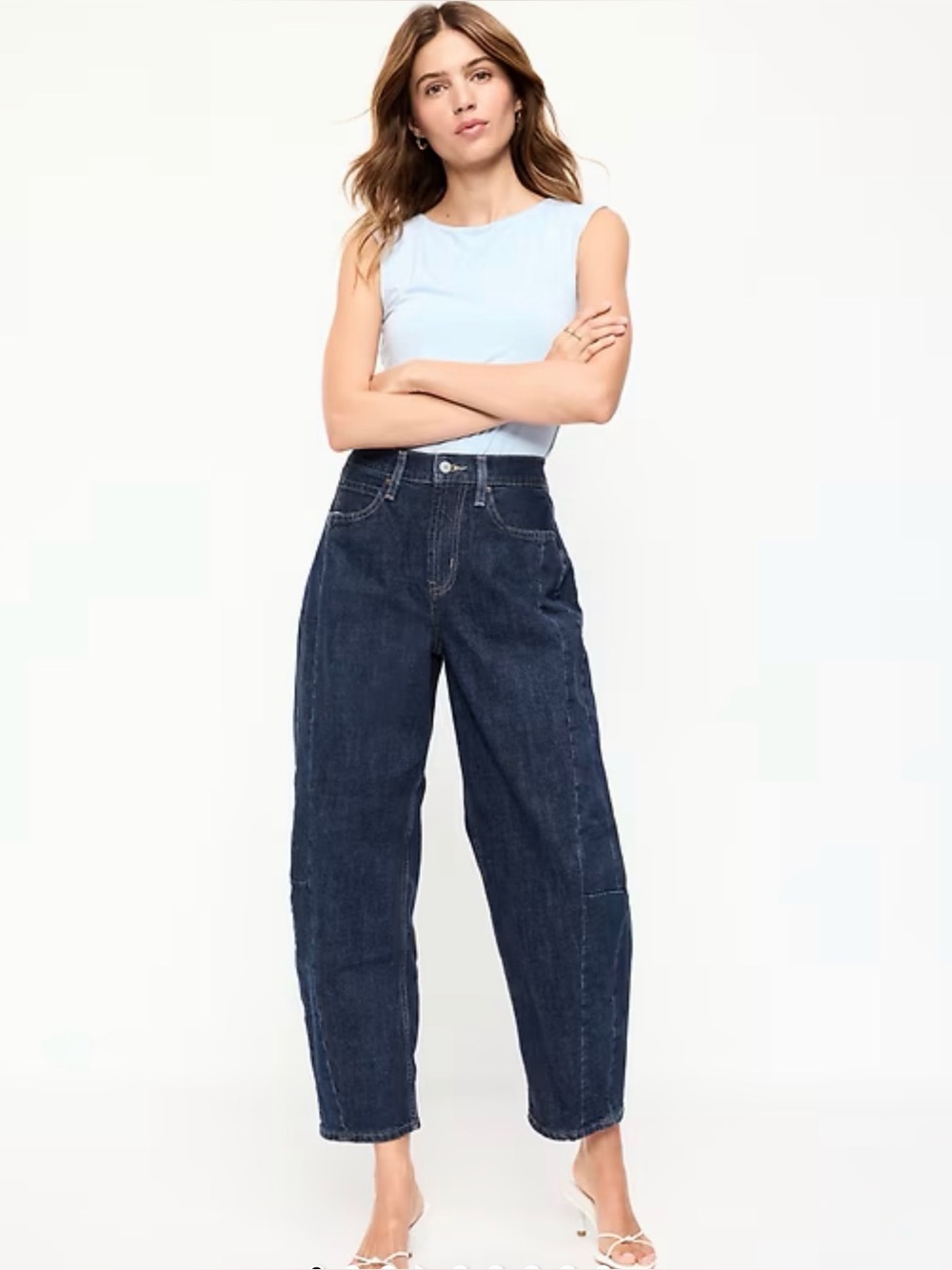 Old Navy Women's Dark Blue Barrel Jeans